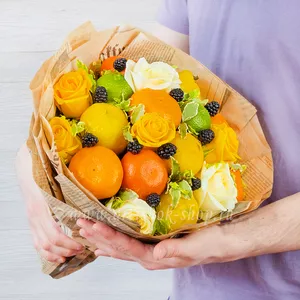 Цитрусовый фруктовый букет с лимонами и мандаринами - №1474