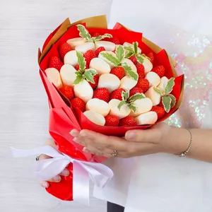 Сладкий букет с зефиром Marshmallows и свежей ягодой клубники в подарок для женщин - №1778